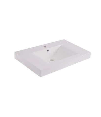 Sigid Badezimmermöbelset Wiesbaden 80x46x58 cm furnierte Holzmaserung grau (1 Loch für Armatur, 2 Schubladen)