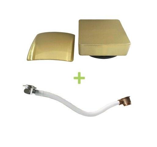 Quadratische Badfüllkombination Wiesbaden in gebürstetem Messing Gold