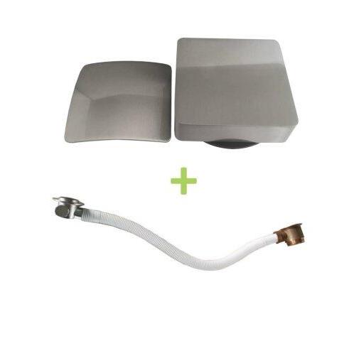 Quadratische Badewannenfüllkombination Wiesbaden in gebürstetem Stahl