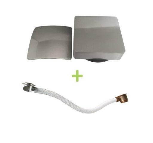 Vierkante badvulcombinatie Wiesbaden in geborsteld staal