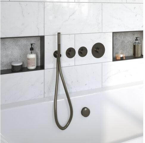 Dreams Badkraanset Wiesbaden mit Einbauteil und Badüberlauf in Gunmetal