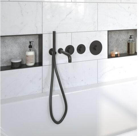 Dreams Badkraanset Wiesbaden mit Einbauset und Badewannenauslauf Schwarz