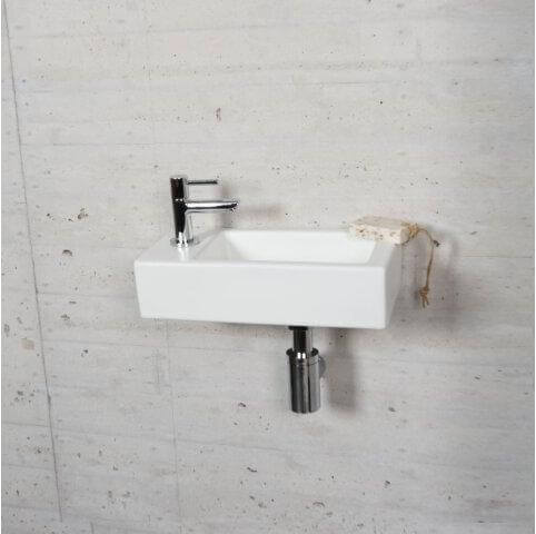 Mat Weißer Brunnen Set Wiesbaden Farbe Chrom (Wasserhahn Links)