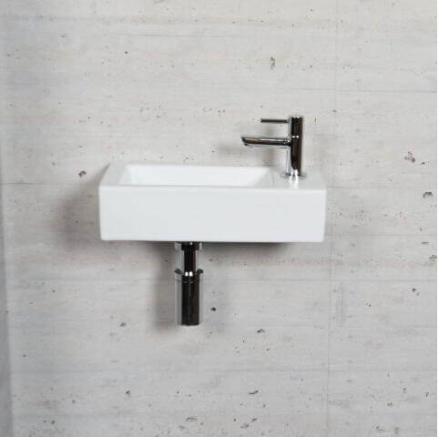 Mat Wit Fonteinset Wiesbaden Kleur Chroom (Kraangat Rechts)