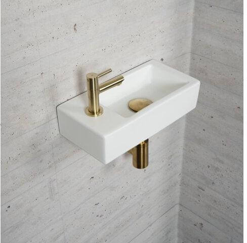 Matwitte Brunnen-Set Wiesbaden in Messing Gold (Wasserhahn Links)