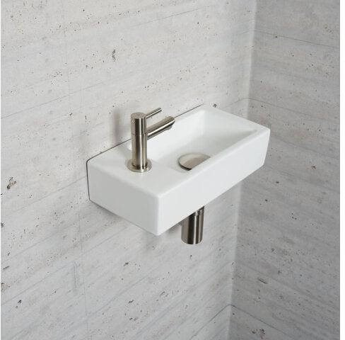 Mat Witte Brunnen-Set Wiesbaden Farbe RVS (Wasserhahn Links)