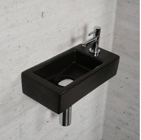 Fontainenset Wiesbaden Matt Schwarz mit Chromfarbe (Hahnloch Rechts)