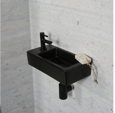 Matt Schwarz Brunnen-Set Wiesbaden Farbe Matt Schwarz (Hahnloch Links)