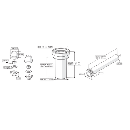 ALONI aansluitset voor hangtoilet – Recht – Aan- en afvoer