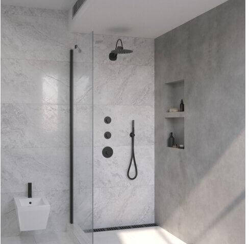 Dreams Regenduschset Wiesbaden mit Einbauelement und Giro-Wandauslauf in Matt-Schwarz