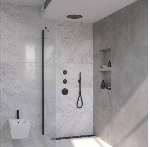 Dreams Regenduschset Wiesbaden mit Einbauteil und Giro Duschkopf in Matt Schwarz