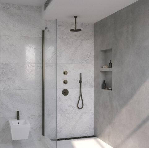 Dreams Regenduschset Wiesbaden mit Einbauteil und metallischem Deckenanschluss