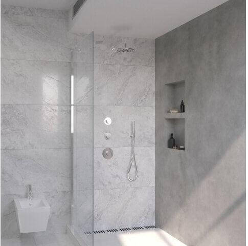 Dreams Regenduschset Wiesbaden mit Einbaukörper und Wandauslauf in Chrom