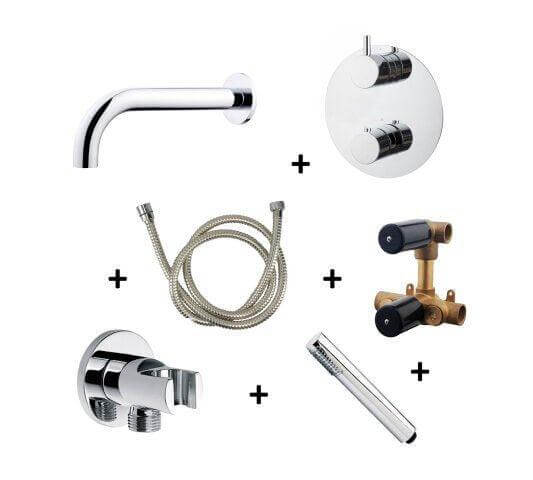 Wiesbaden Einbau Badarmatur Badauslauf 20 cm Chrom (komplett)