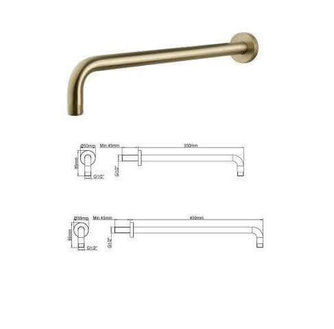 Caral Rond Wanduitloop Inbouw Regendoucheset Wiesbaden in geborsteld messing goud PVD-coating
