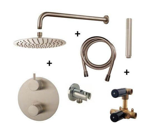 Caral Rond Wanduitloop Inbouw Regendoucheset Wiesbaden in RVS PVD Coating