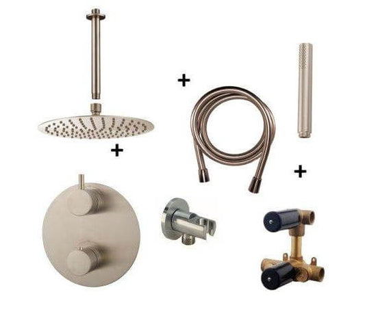 Caral Rond Plafonduitloop Inbouw Regendoucheset Wiesbaden in RVS PVD Coating