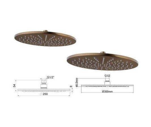 Caral Rond Wanduitloop Inbouw Regendoucheset Wiesbaden in geborsteld bronskoper