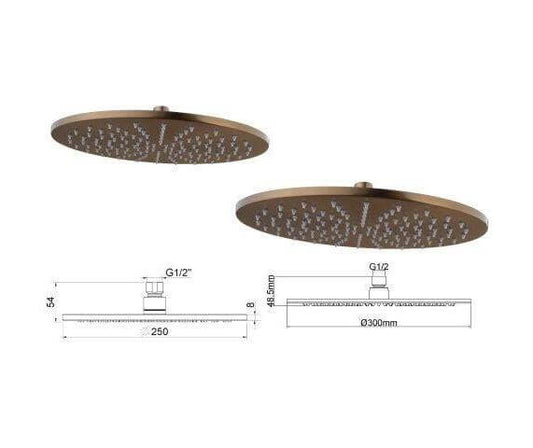 Caral Rond Plafonduitloop Inbouw Regendoucheset Wiesbaden in geborsteld bronskoper