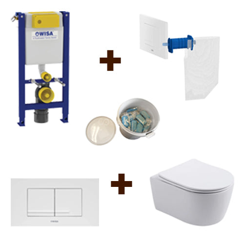 Wisa Toiletset met wc element, bedieningspaneel, installatie accessoires en toiletpot voor compacte badkamers