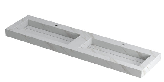 INK Pitch Wastafel keram. slab dub + drain 2 krgtn Calacatta mat 180x45x9 - 0210470