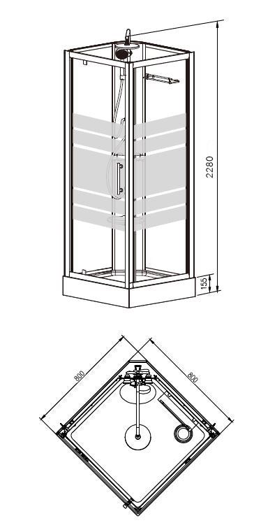 Wiesbaden Thermo Complete Douchecabine 80x80x218 cm 5 mm