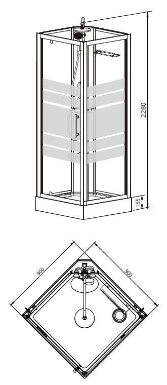 Wiesbaden Thermo Complete Douchecabine 90x90x228 cm 5 mm