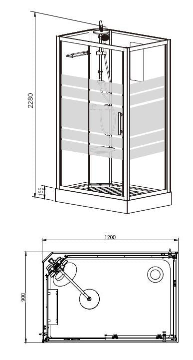 Thermo Complete Douchecabine Wiesbaden 120x90x218 cm 5 mm (Links)