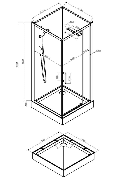 Domino Complete Douchecabine Wiesbaden 80x80x210 cm 5 mm