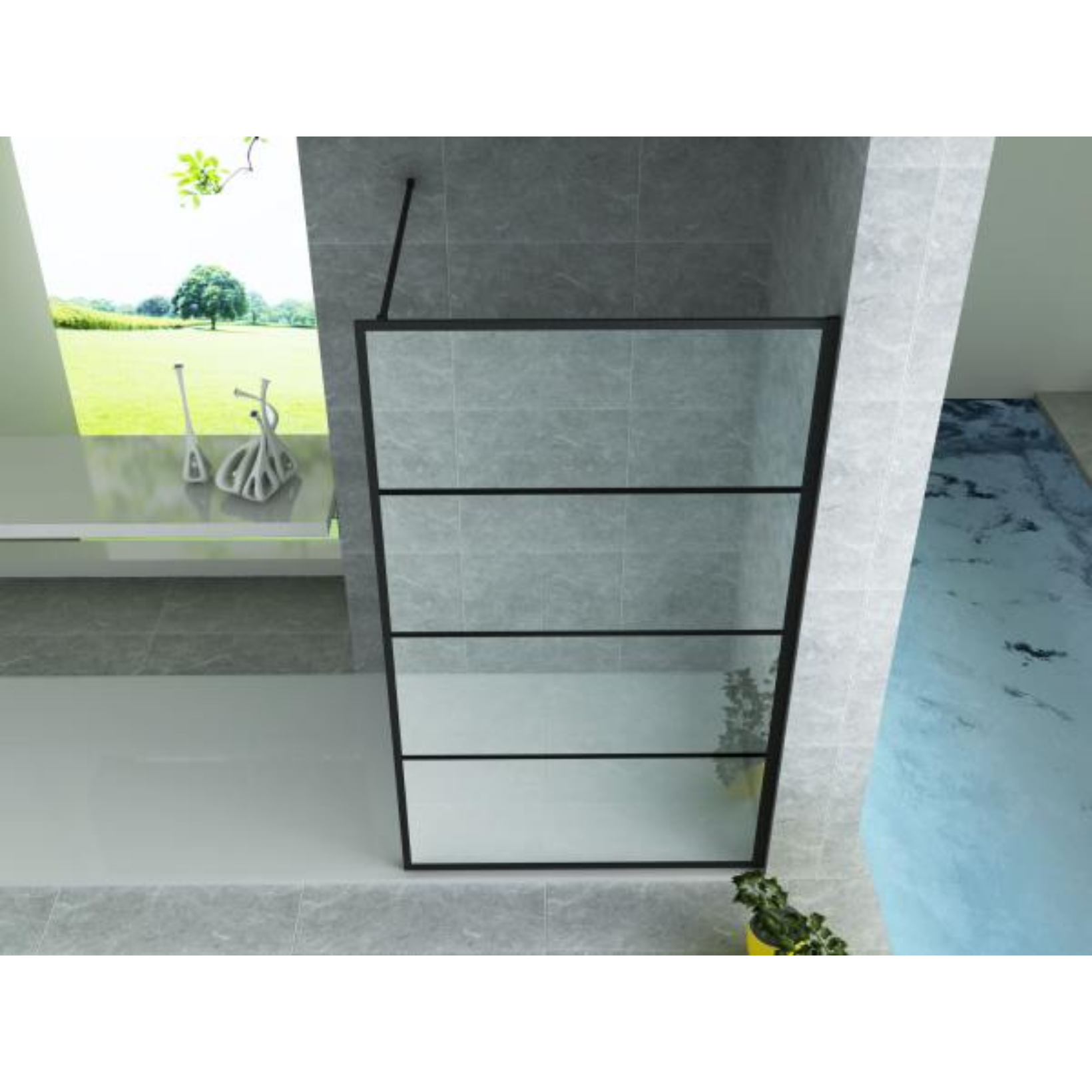 ALONI inloopdouchewand raster – 8 mm veiligheidsglas