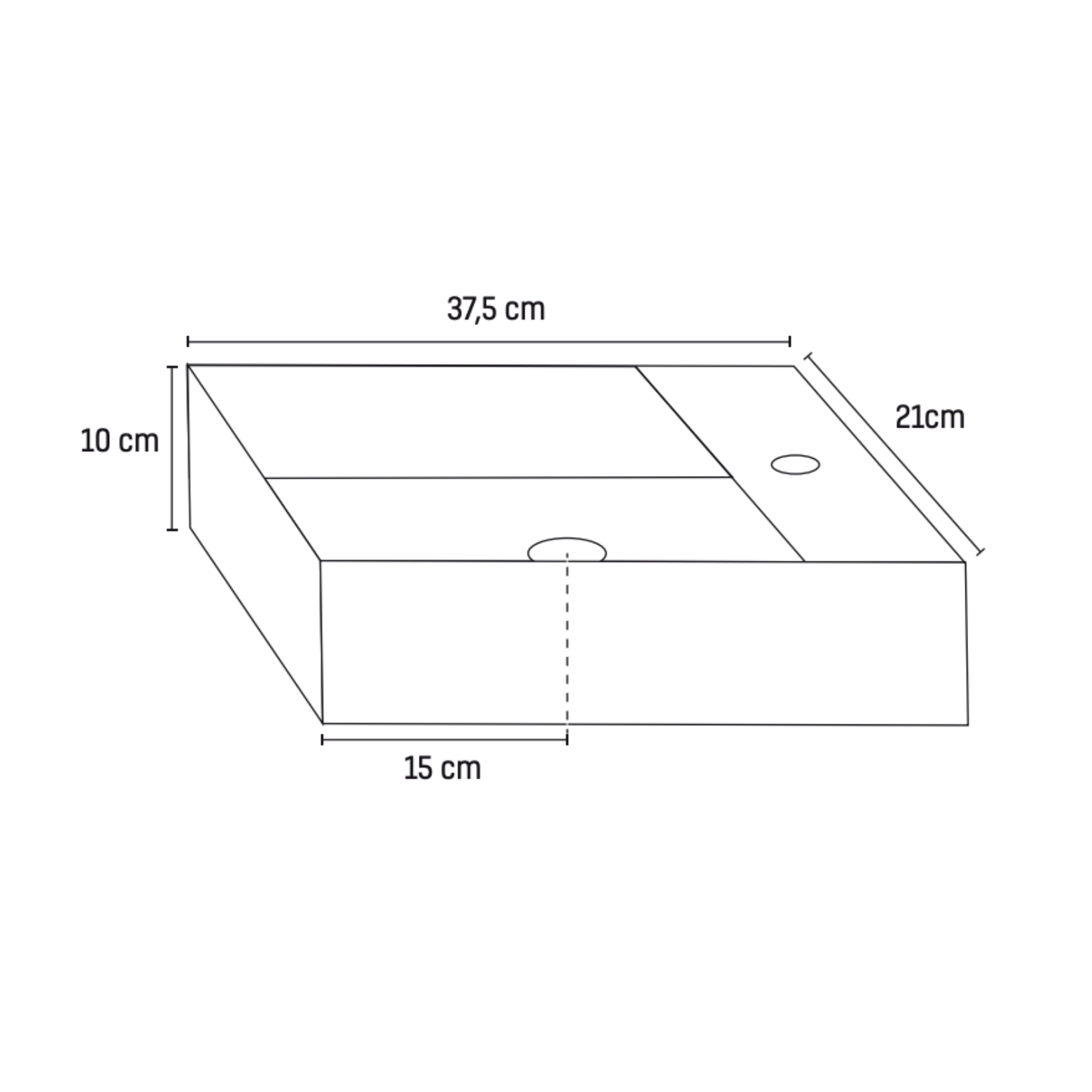ALONI Wastafel met Kraangat Links