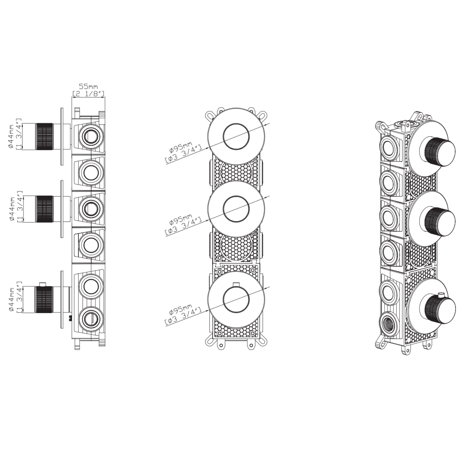 ALONI Stria inbouwbox voor douchemengkraan – 2-weg – thermostatisch – inbouw