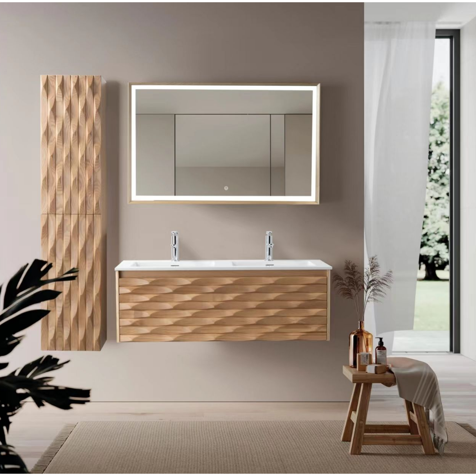 Wonda Square Slim Wastafel – Dubbel – Kunstmarmer