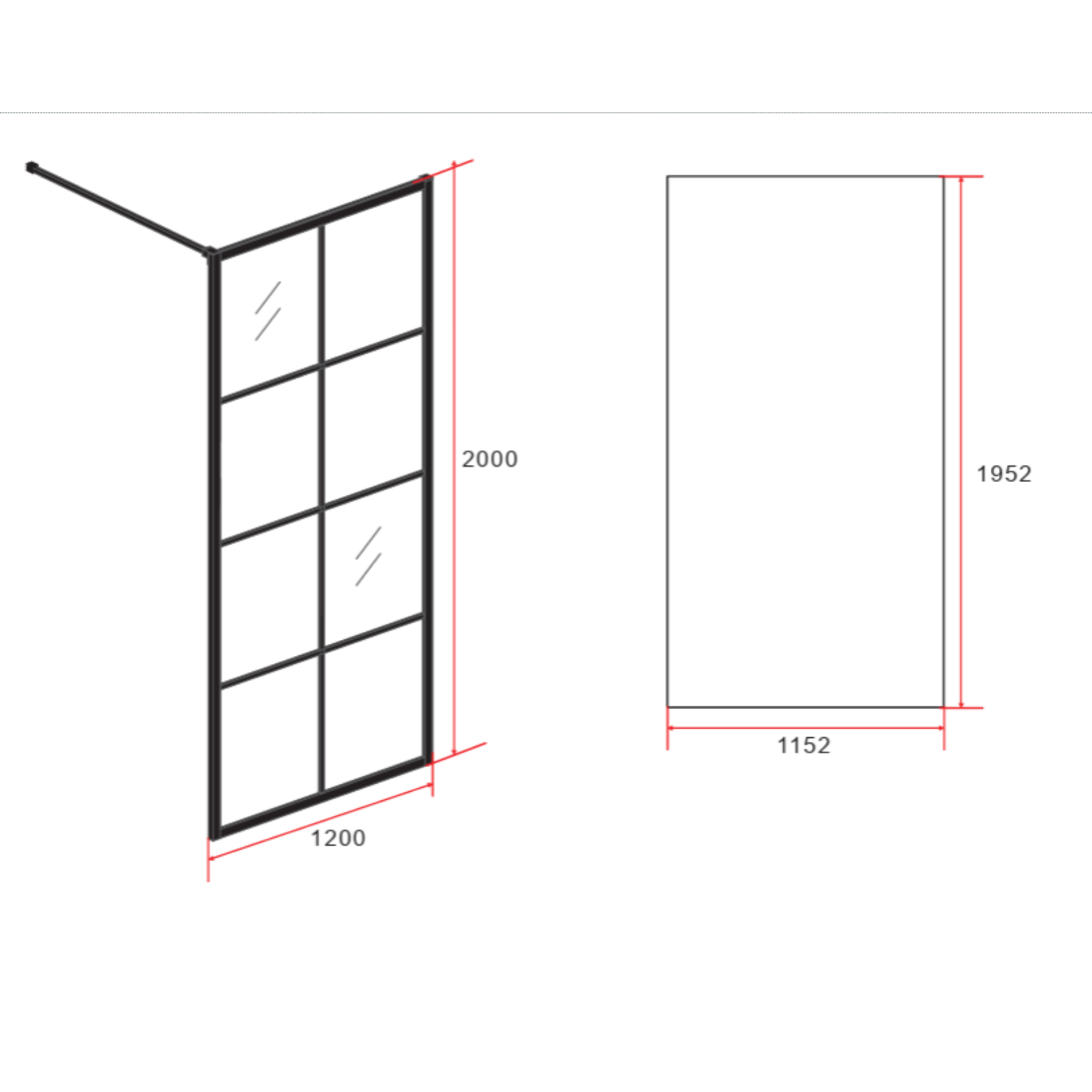 ALONI inloopdouchewand raster – 8 mm veiligheidsglas