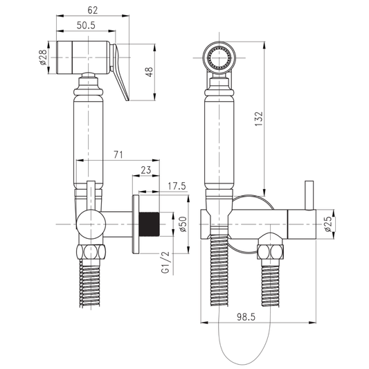 ALONI bidetkraan set – handdouche, doucheslang en houder