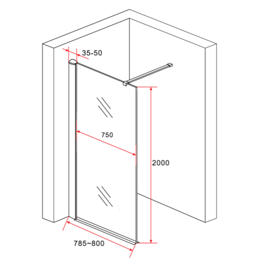ALONI inloopdouchewand rookglas – 8 mm veiligheidsglas
