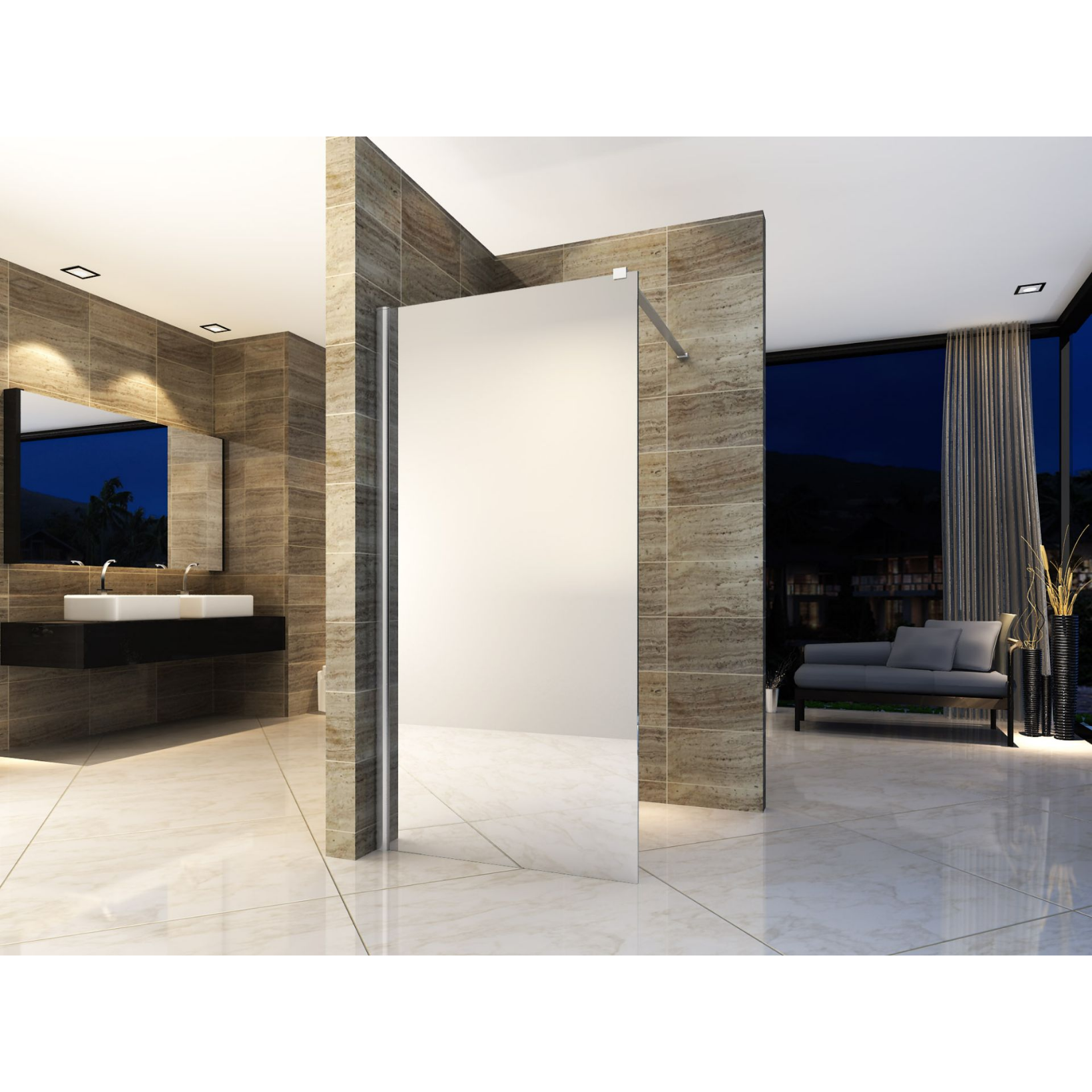 ALONI inloopdouchewand spiegelglas – 8 mm veiligheidsglas