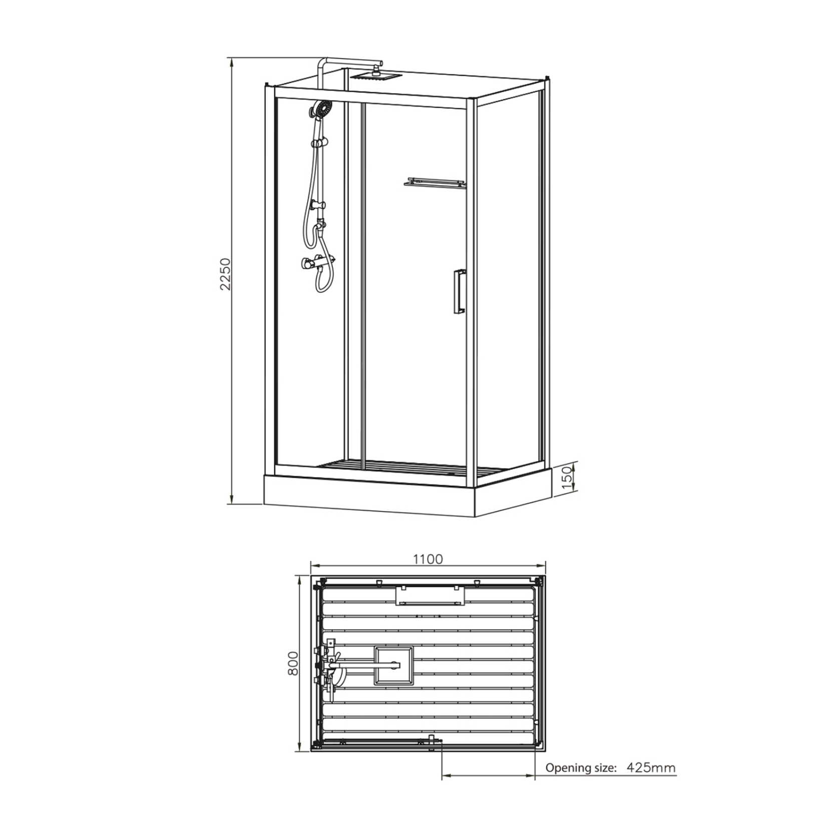 MARANI Complete Douchecabine met Schuifdeur – Omkeerbaar