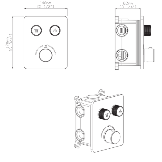 ALONI Stria douchemengkraan – 2-weg – thermostatisch