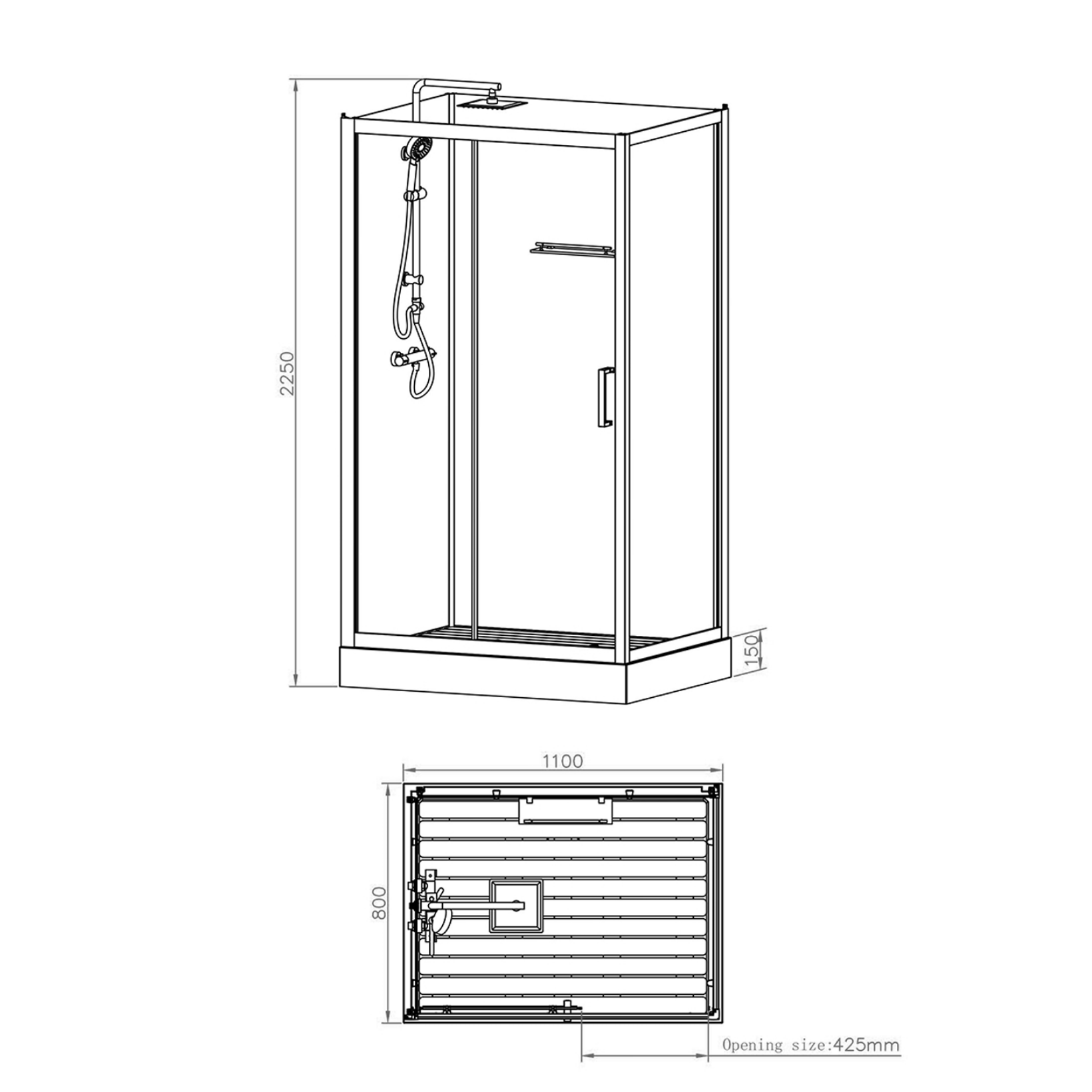 MARANI Complete Douchecabine met Schuifdeur – Omkeerbaar