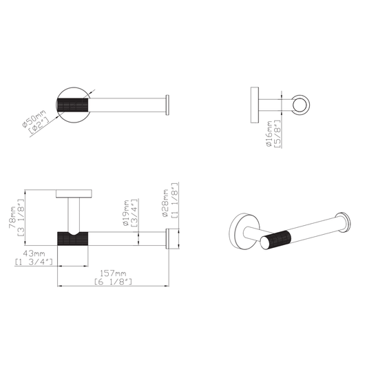 Aloni Stria toiletrolhouder met vaste arm