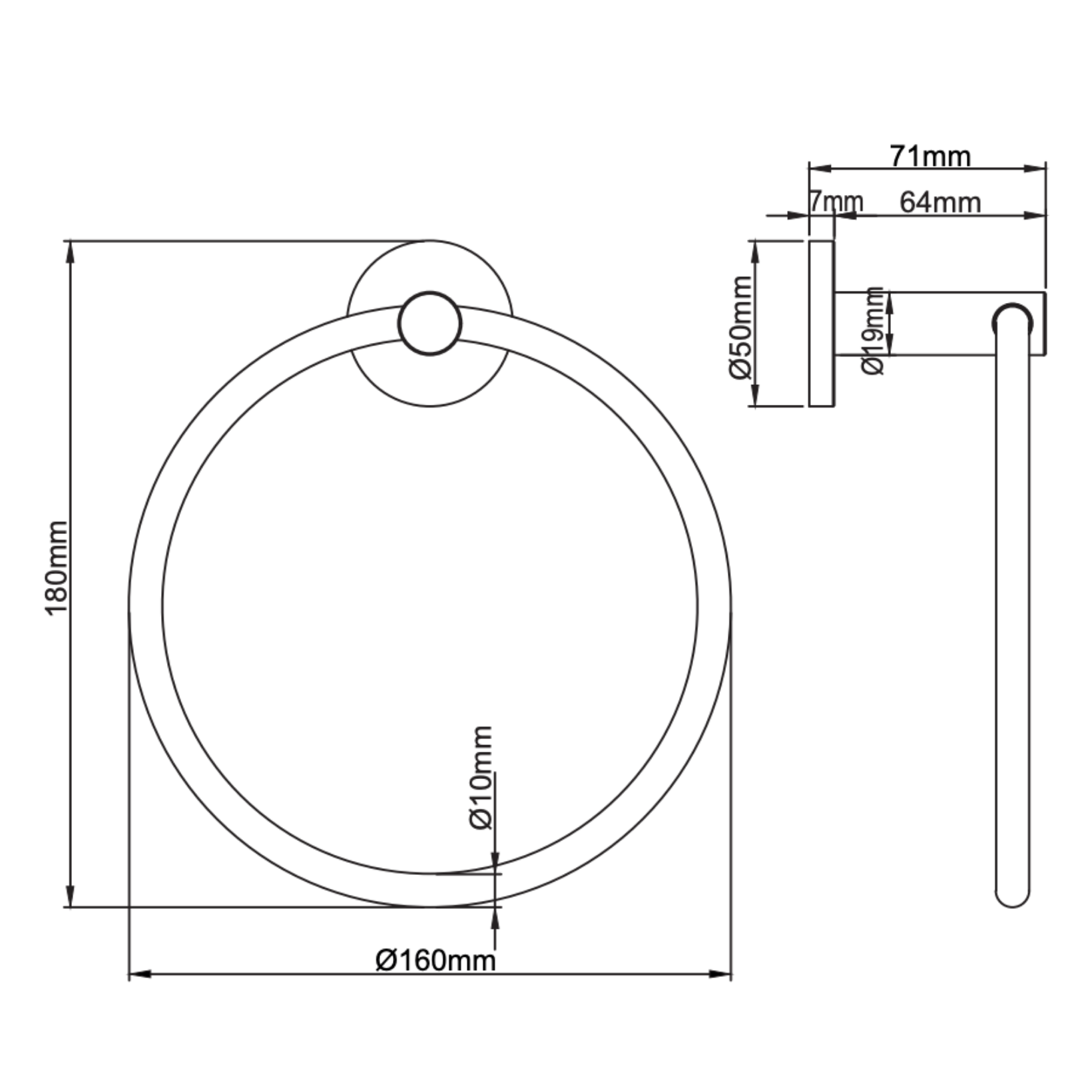 Aloni handdoekring 16 cm