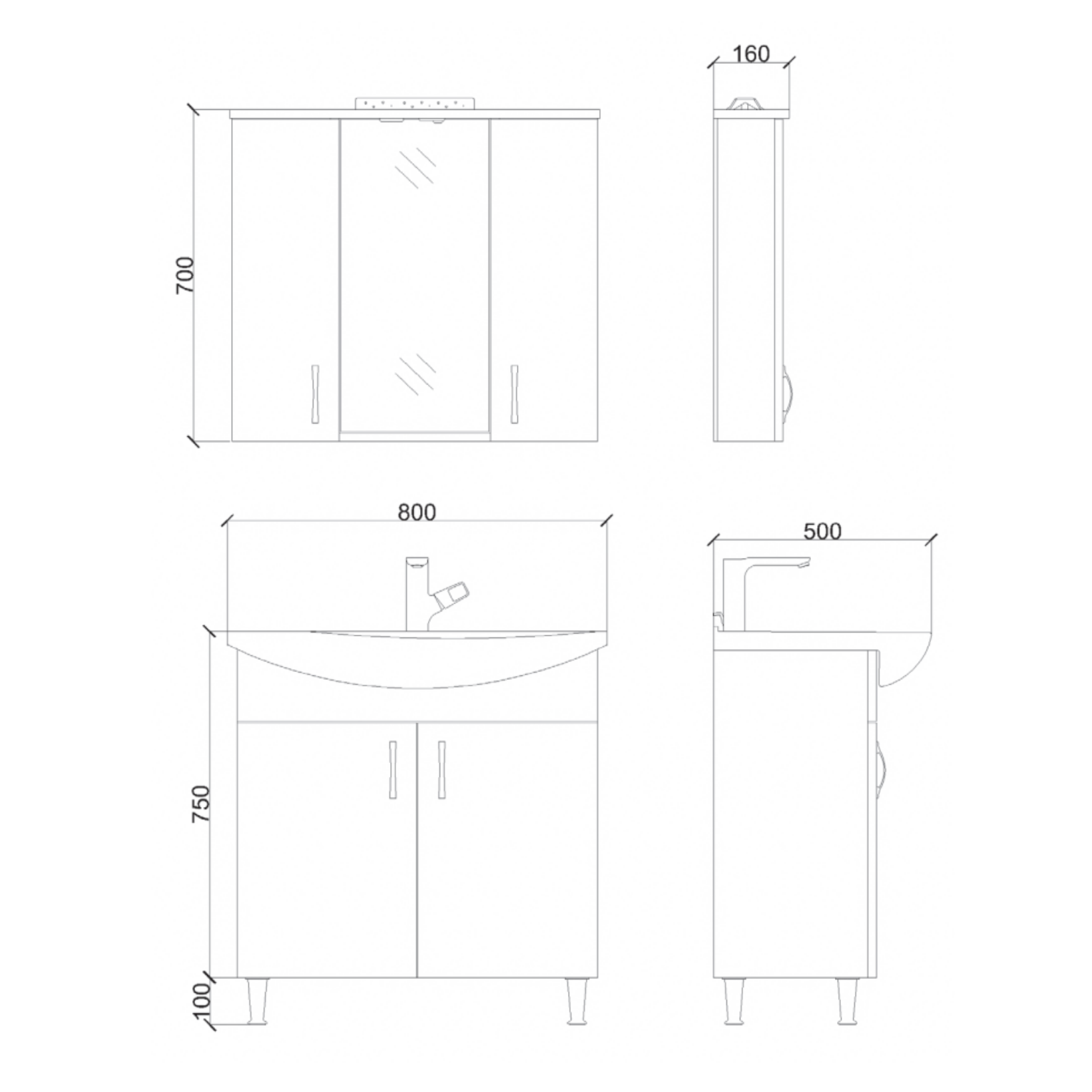 ALONI ALECO wastafelonderkast – Met verlichting – Softclose