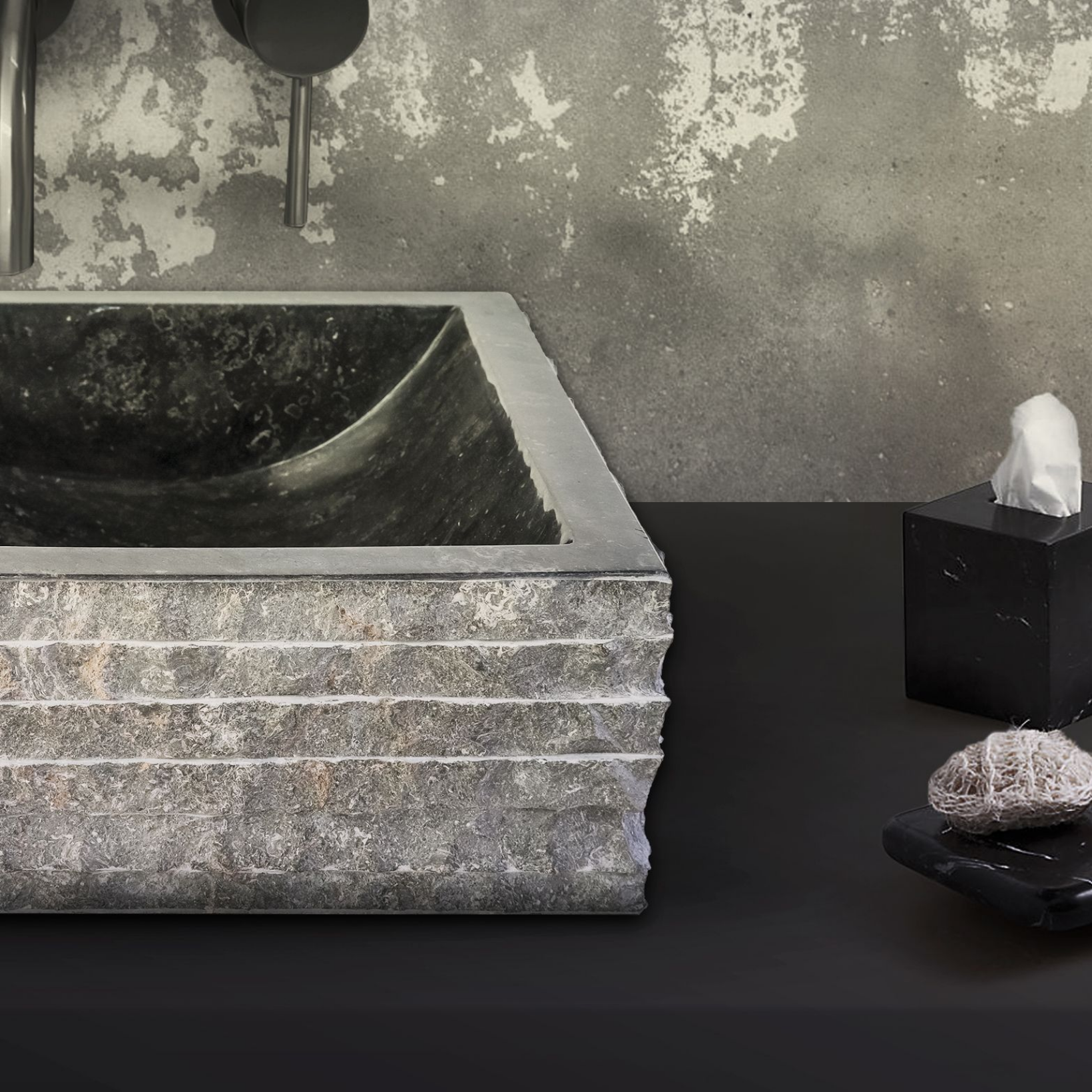 Vierkante Waskom Alur Kuipvormig – Natuursteen