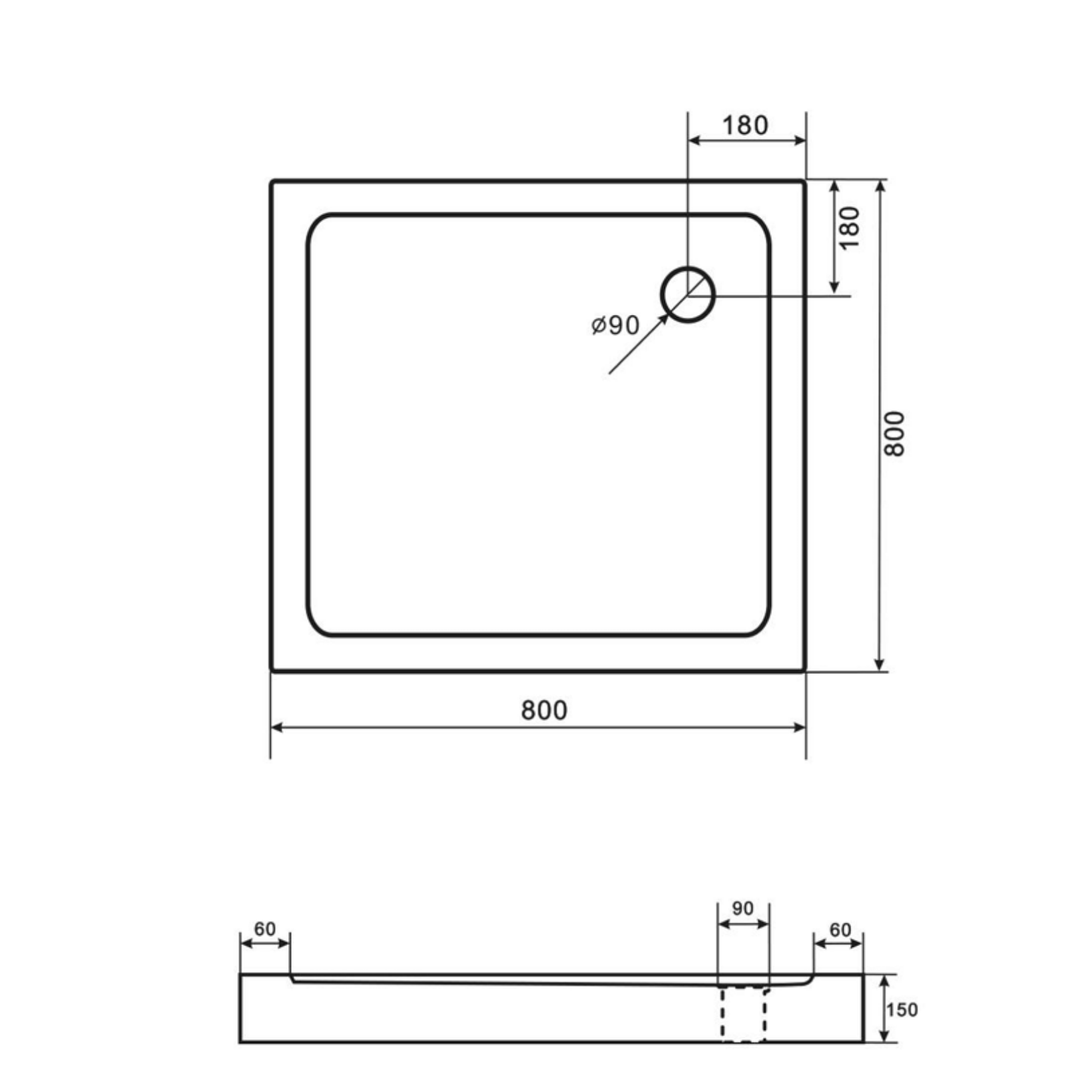 ALONI Vierkante Acryl Douchebak