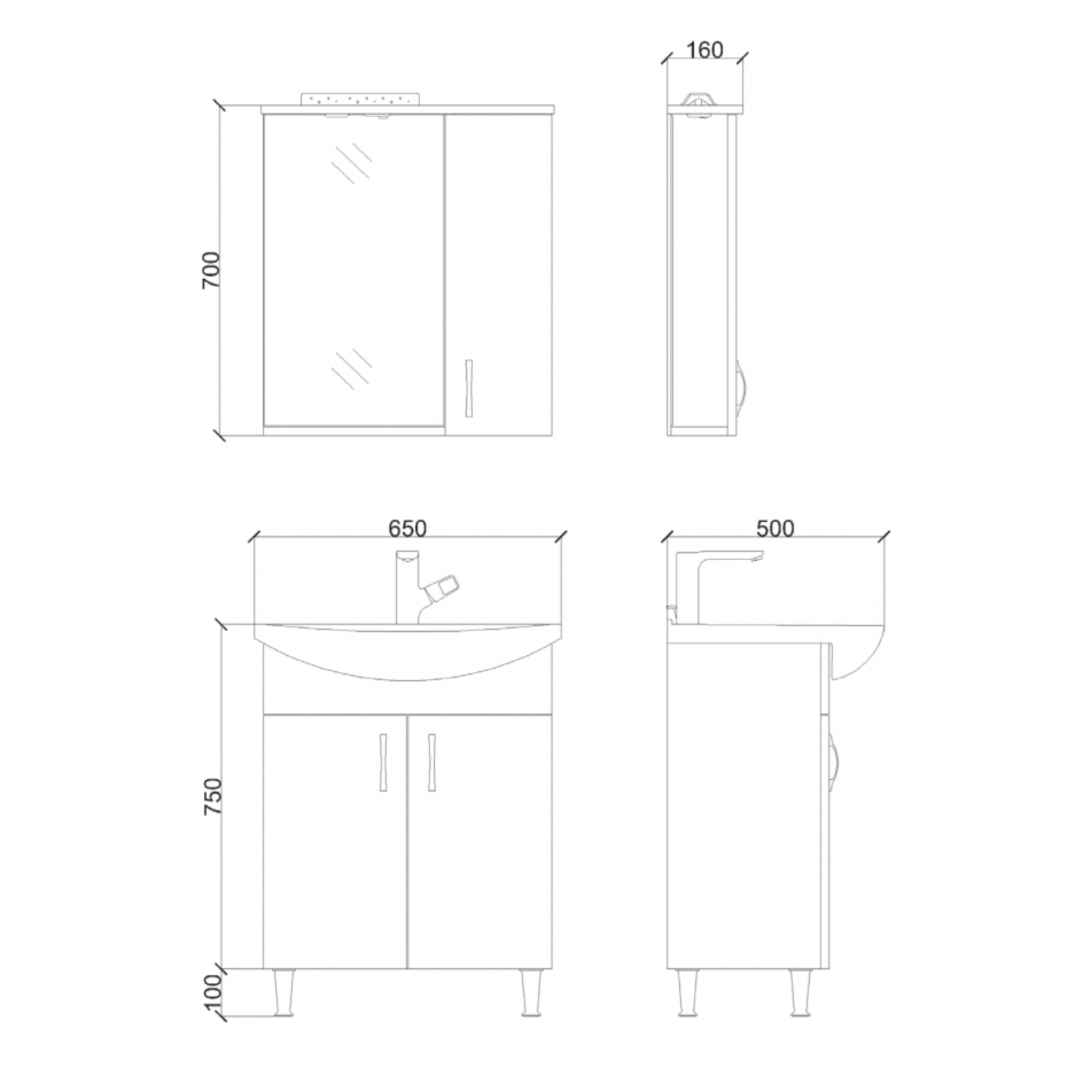 ALONI ALECO wastafelonderkast – Met verlichting