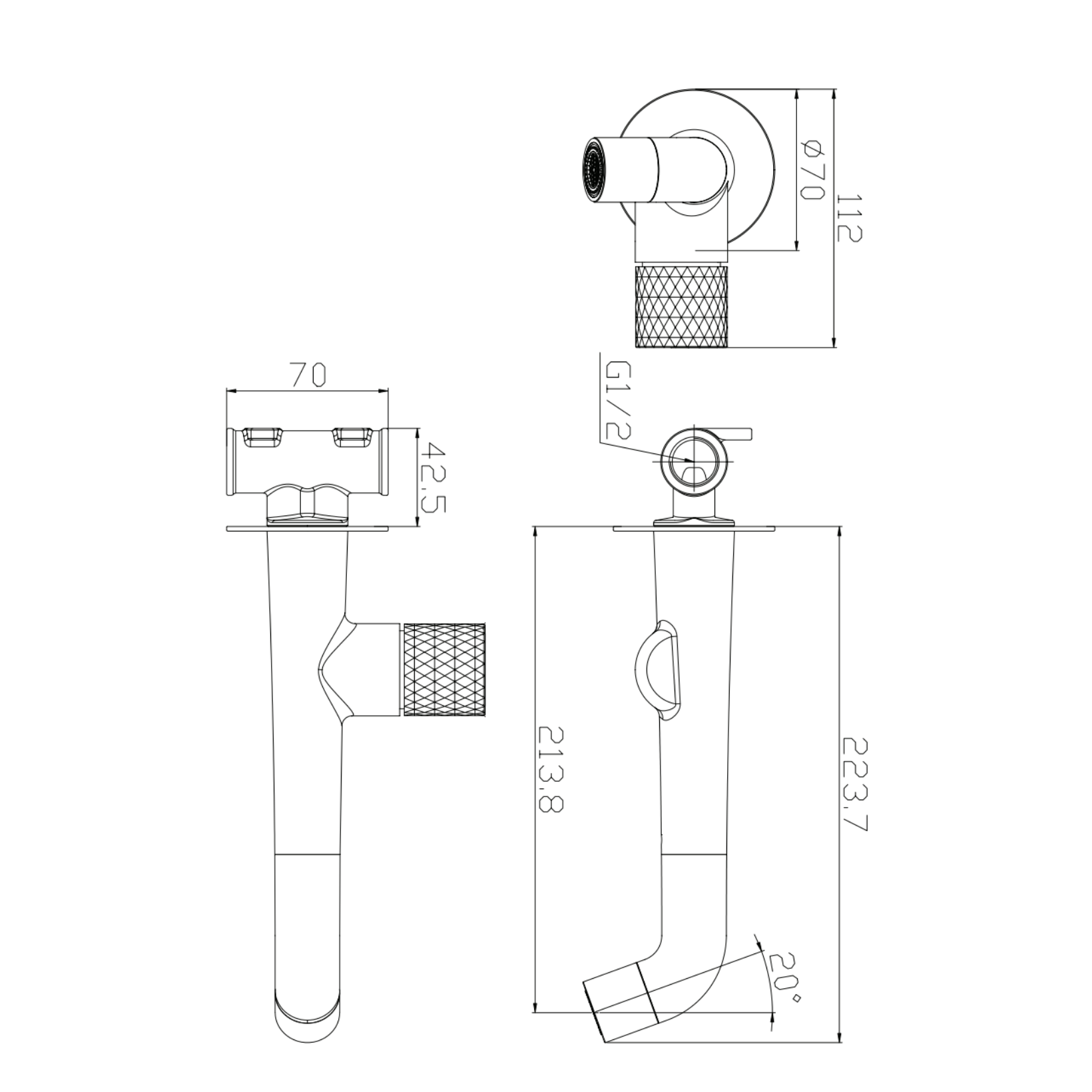 ALONI Flow inbouw wastafelkraan – drukknop