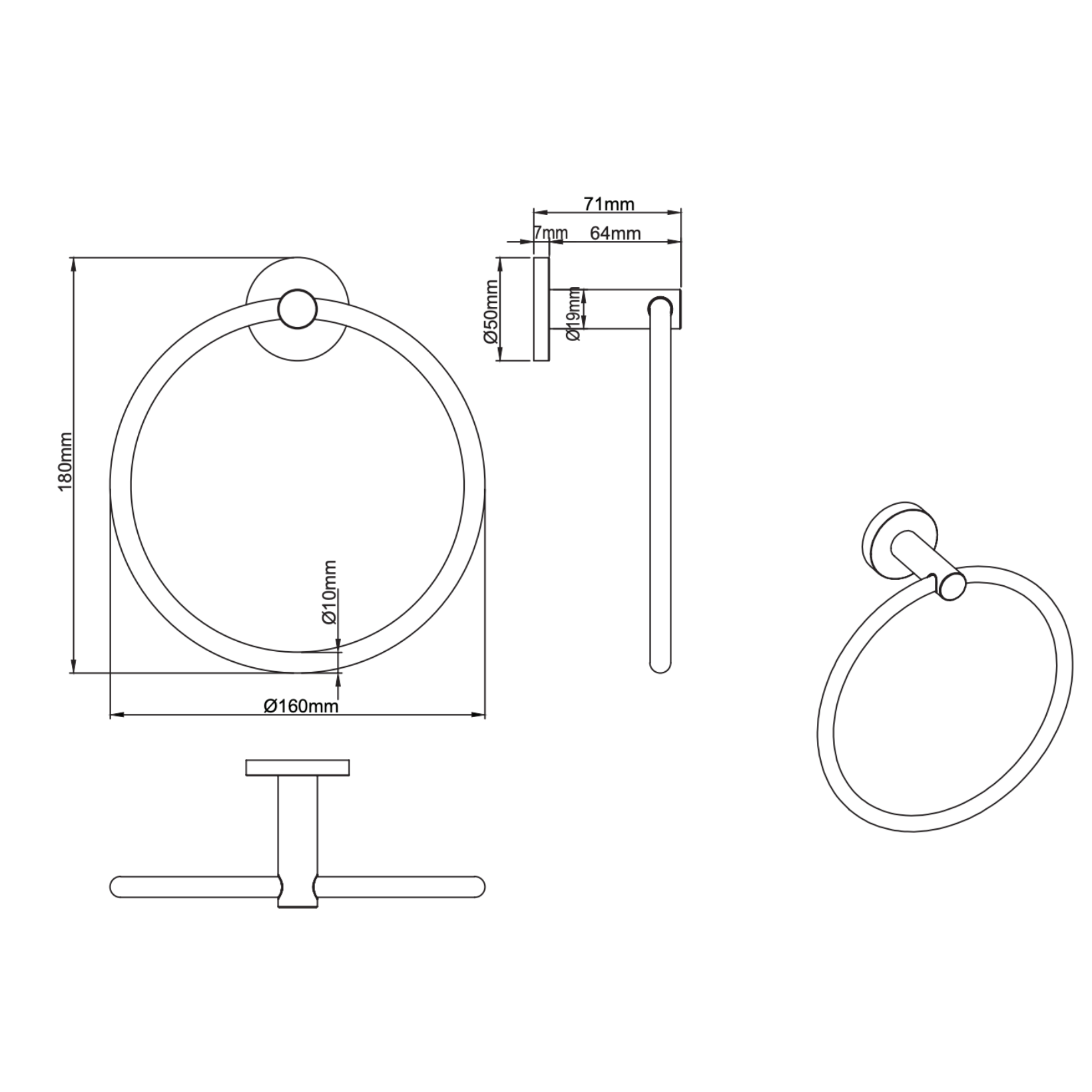 Aloni handdoekring 16 cm