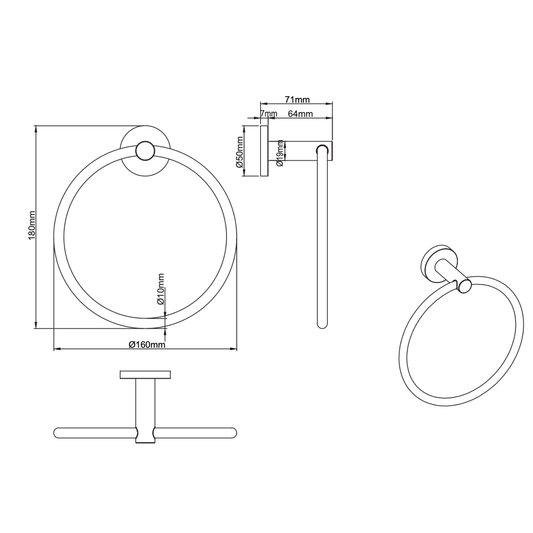 Aloni handdoekring 16 cm