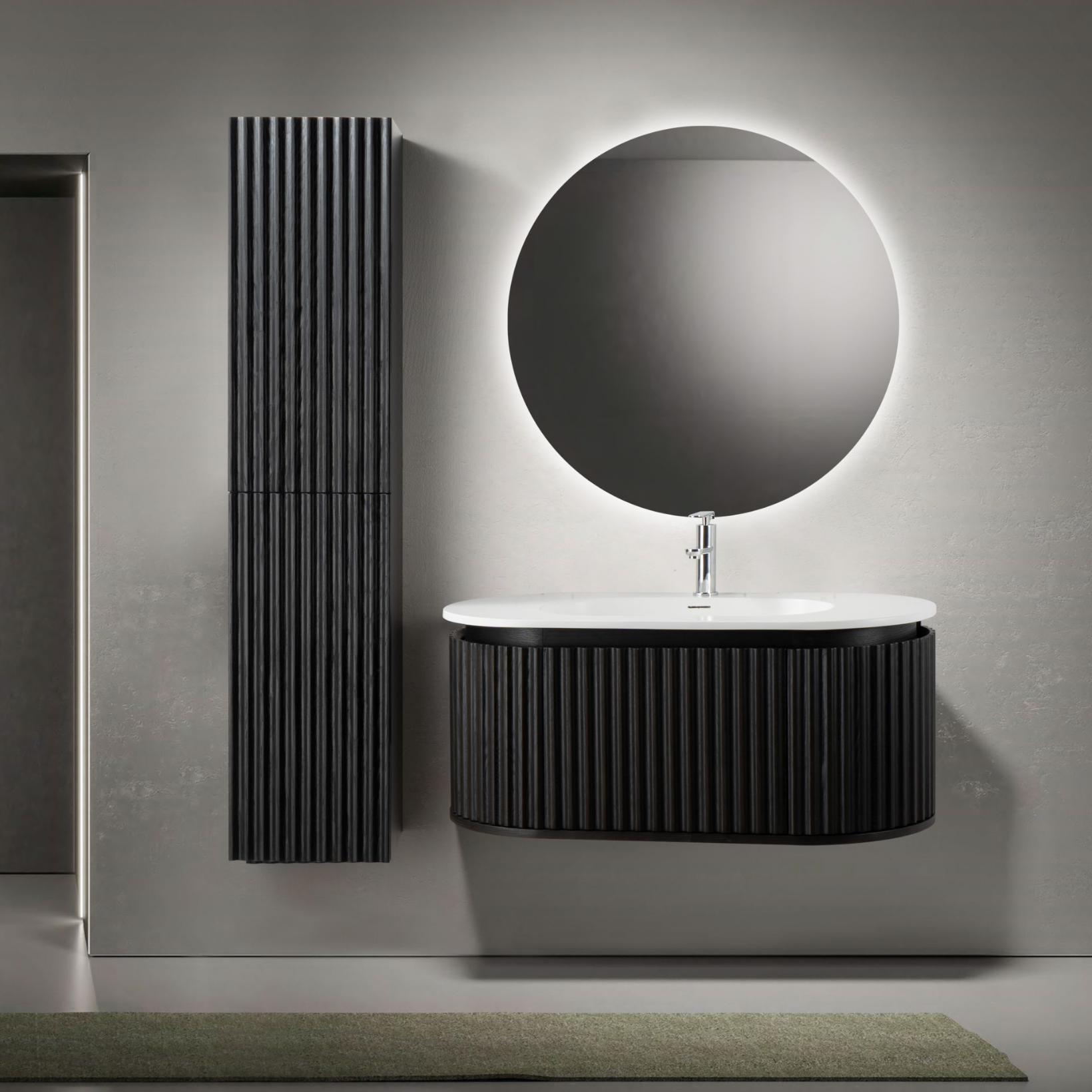 ALONI BEGONIA hoge badkamerkast – Greeploos & softclose – Omkeerbaar